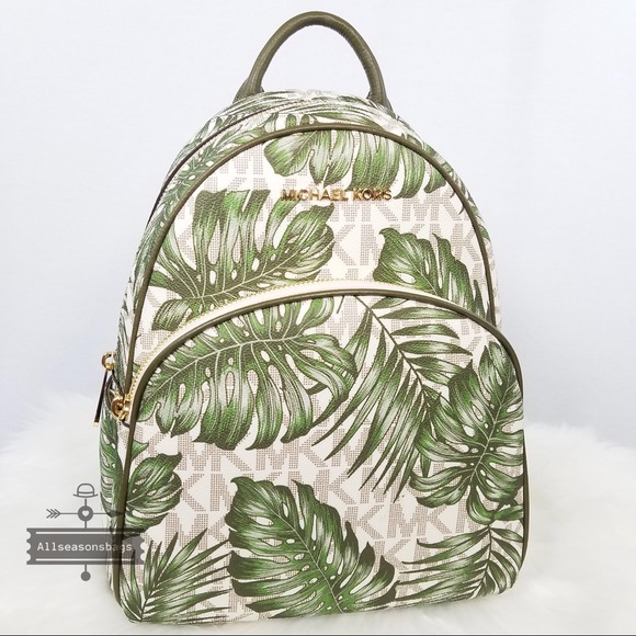 Michael Kors Mk Palm Leaf Medium Backpack Green - Picture 4 of 8